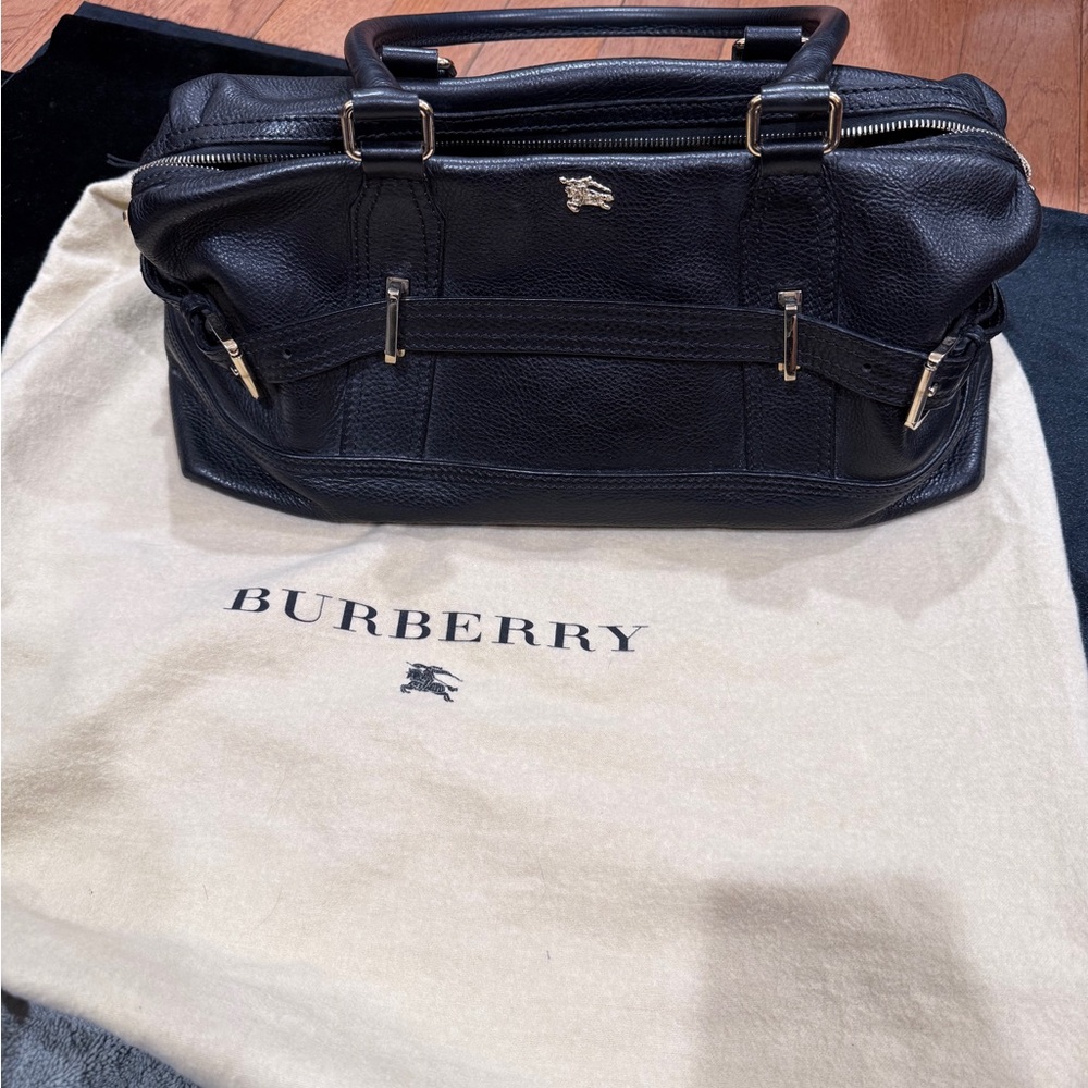 Authentic Burberry Black Leather Shoulder Bag